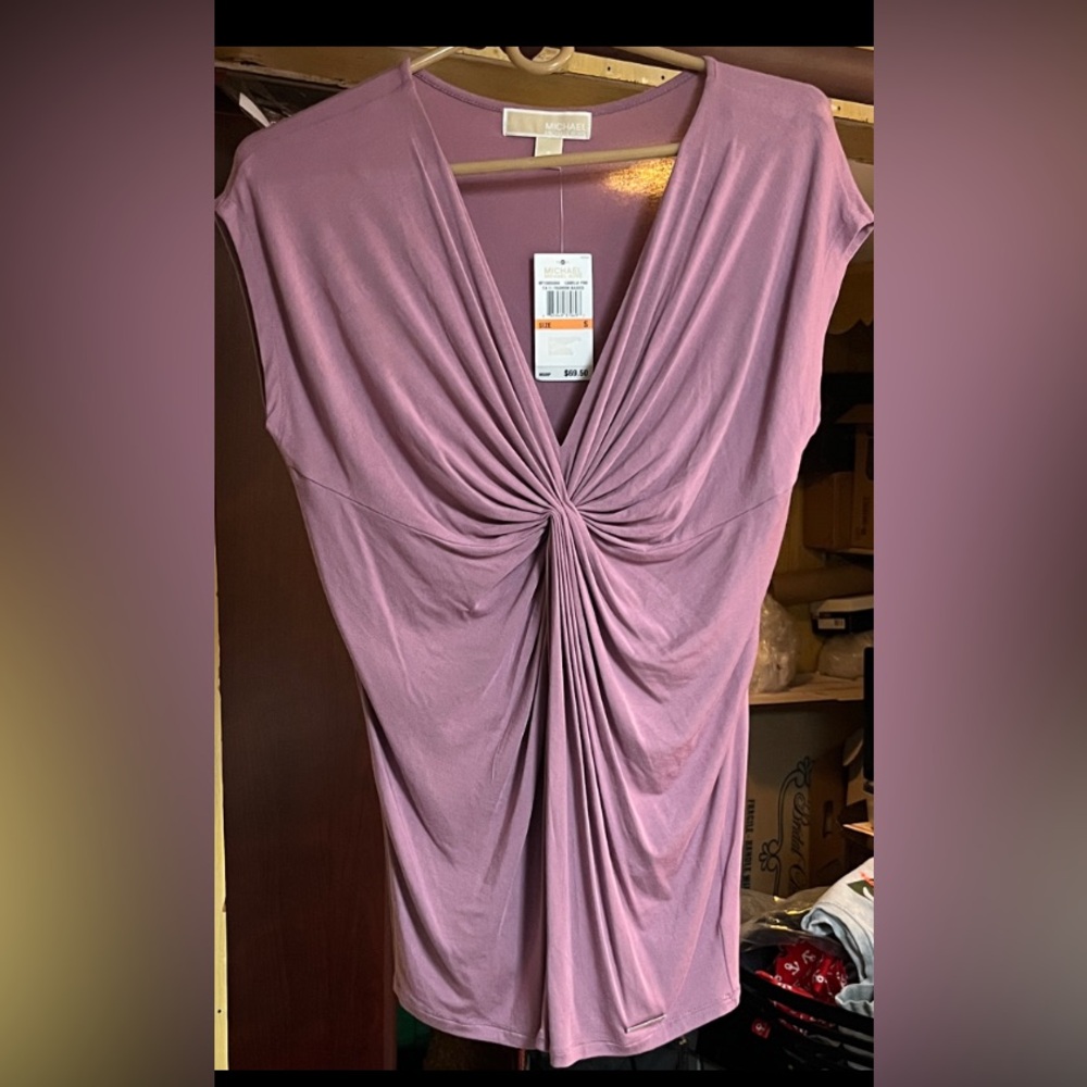 Michael Kors Mauve Gathered Front Blouse NEW! NWT size small